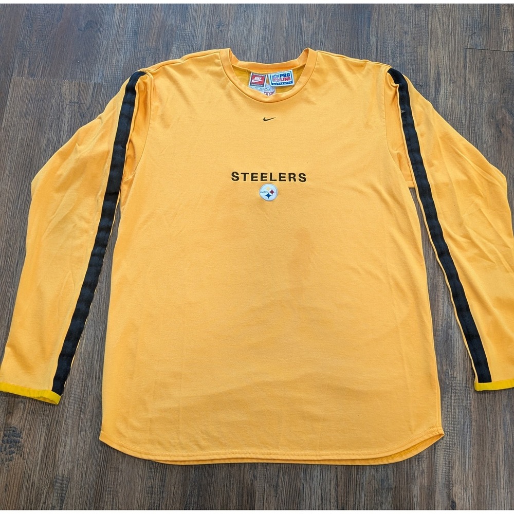 Vintage Nike NFL Pro Line Pittsburgh Steelers Long Sleeve Shirt yellow Mens XL
